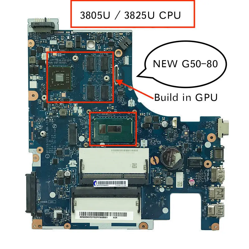100% новый рабочий ACLU3/ACLU4 NM A361 плата для lenovo G50 80 материнская с 3805U 3825U
