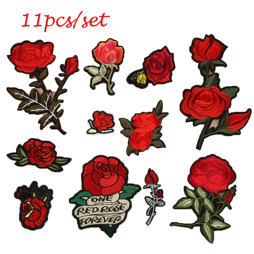 Нашивка с клеем на одежду нашивка значок аппликация 11 шт./компл.|flower iron on|flower on