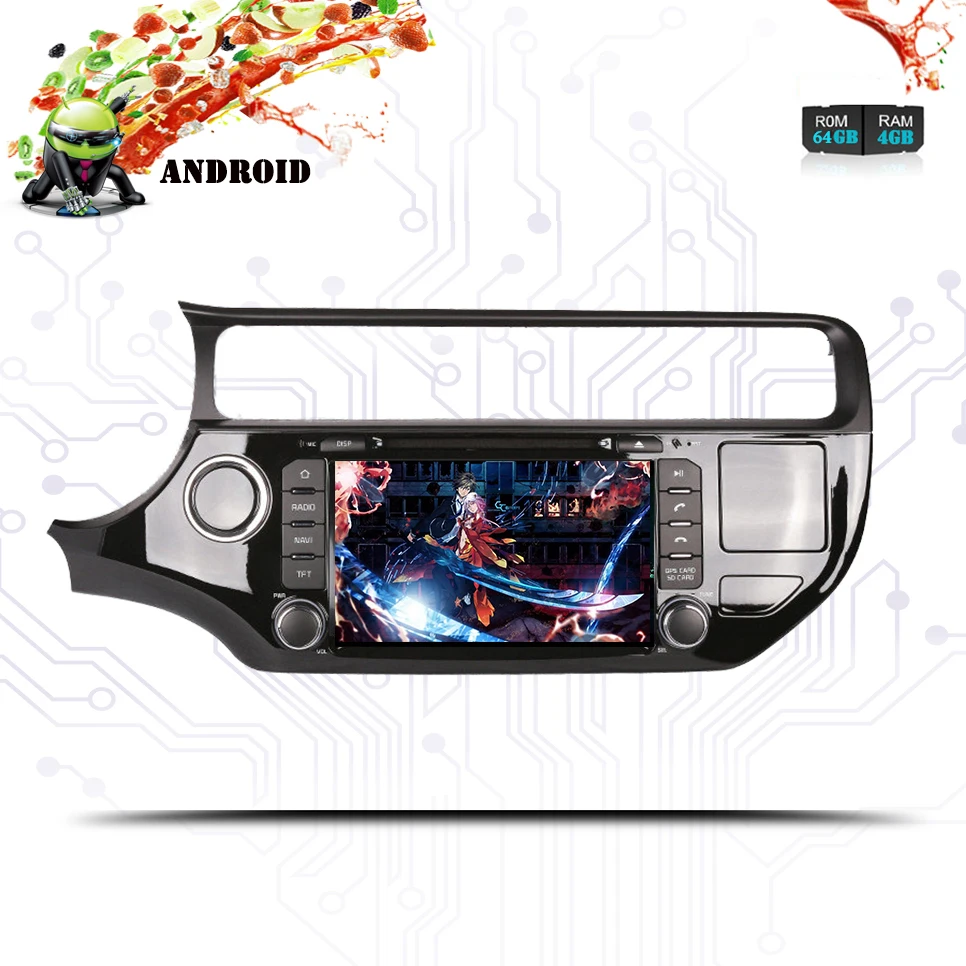8 &quotIPS HD 1024*600 Android 9 0 4 + 64 Core автомобильный dvd Видео Медиа экран GPS ГЛОНАСС для KIA RIO K3