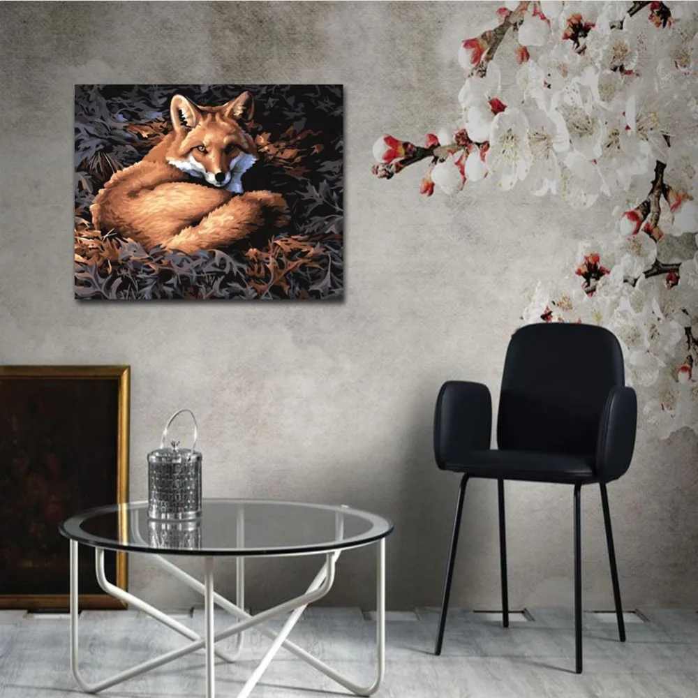 WONZOM лиса гнездо Сделай Сам краска ing по номерам животных масляная Cuadros Decoracion