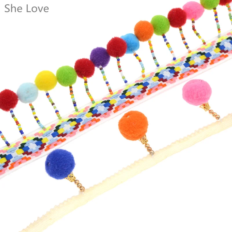 She Love, 1 ярд, Радужный помпон, кружево, кисточка, лента, бахрома, отделка, сделай сам, швейная ткань, ремесло