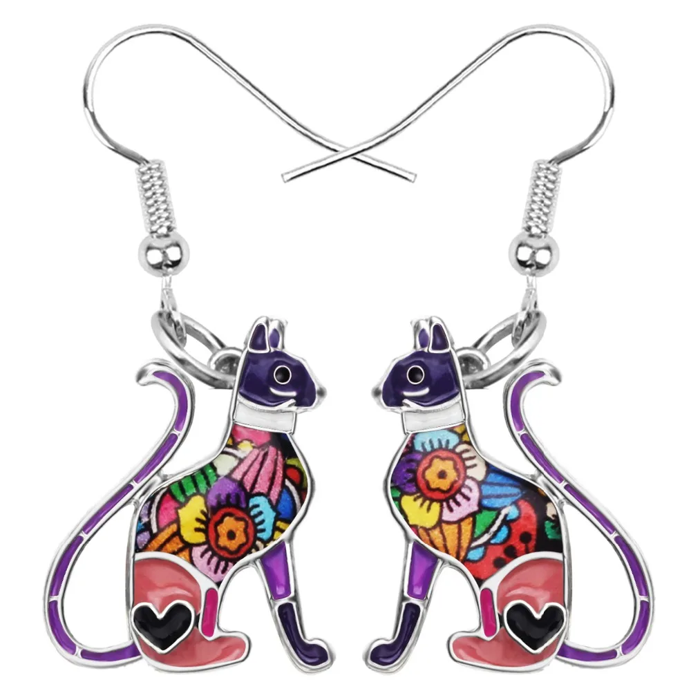 WEVENI эмалированный сплав элегантные серьги в виде котенка кота винтажные милые