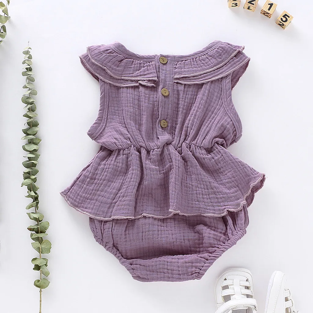 

Infant Girls Rompers 2019 New Solid color Romper Baby Clothing Sleeveless Clothes Newborn Girl Jumpsuit Baby Onesies Newborn