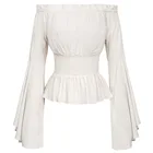 Женская рубашка в готическом стиле, рубашка в стиле ренессанс и викторианском стиле, винтажная блузка с открытыми плечами в стиле ретро