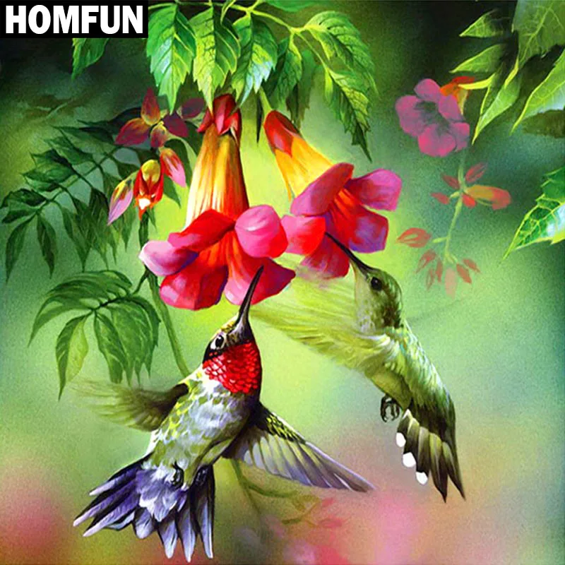 Алмазная 5d-картина HOMFUN любимые птицы и цветы вышивка крестиком полное покрытие