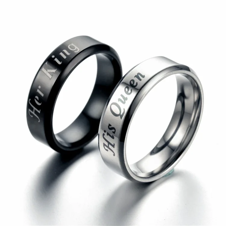 FENGLI King and Queen Women Men Rings Lover Anniversary Birthday Ring Black Charm Lovely Hand Jewelry Anillo | Украшения и