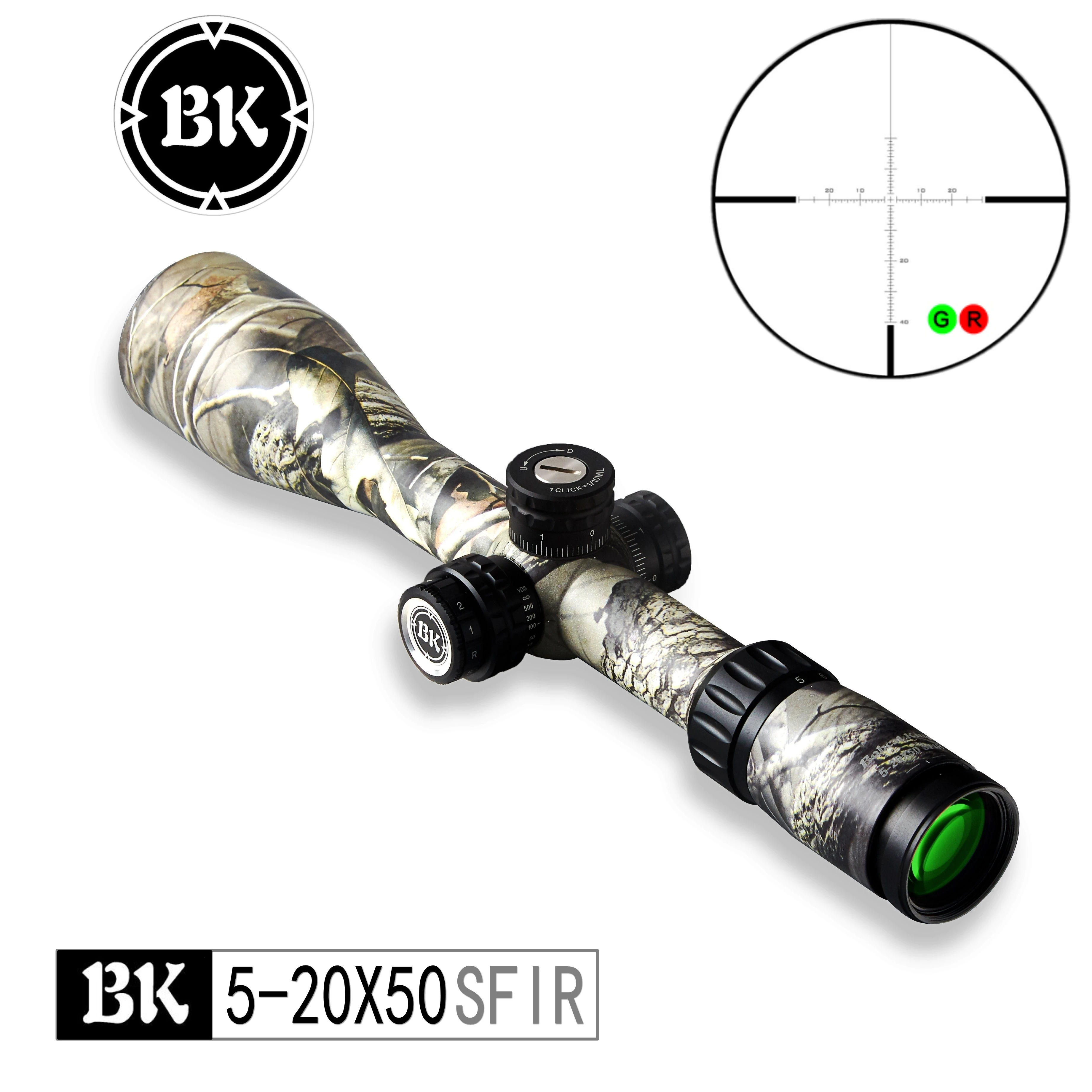 Bobcat King Optics BK 5 20X50 SFIR Камуфляжный внешний вид тактический Оптический Прицел