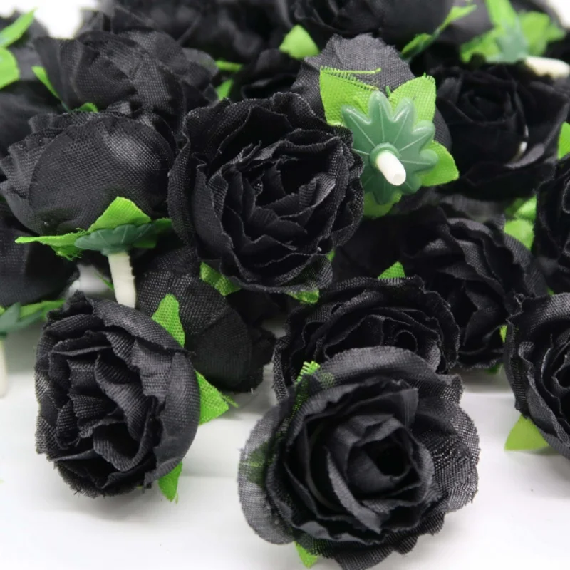 50pcs 3cm Artificial Flowers Silk Flower Roses Small Tea Bud Flowers Hand Made Diy Head Garlands For Wedding Home Decoration