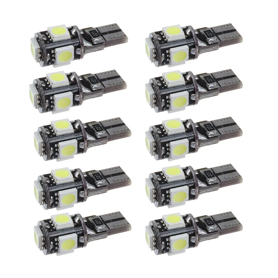 

20x Canbus T10 194 168 W5W 5050 5 светодиодный SMD белый автомобильный боковой клиновидный светильник, лампа без ошибок, 12 В