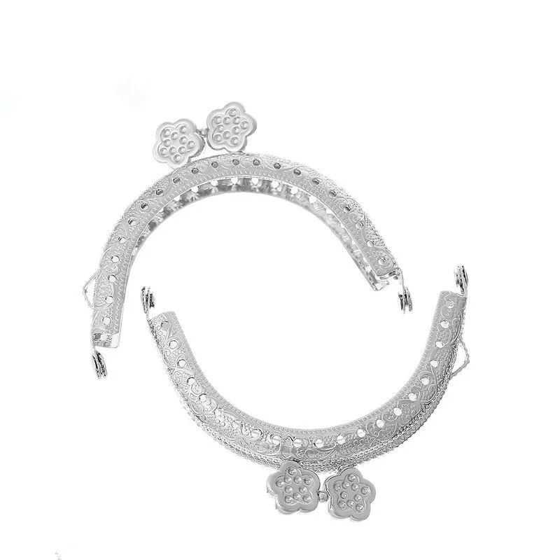 

10Pcs Silver Tone Coins Purse Bag Arc Frame Kiss Clasps Lock Handbag Handle Making 7.5x6cm