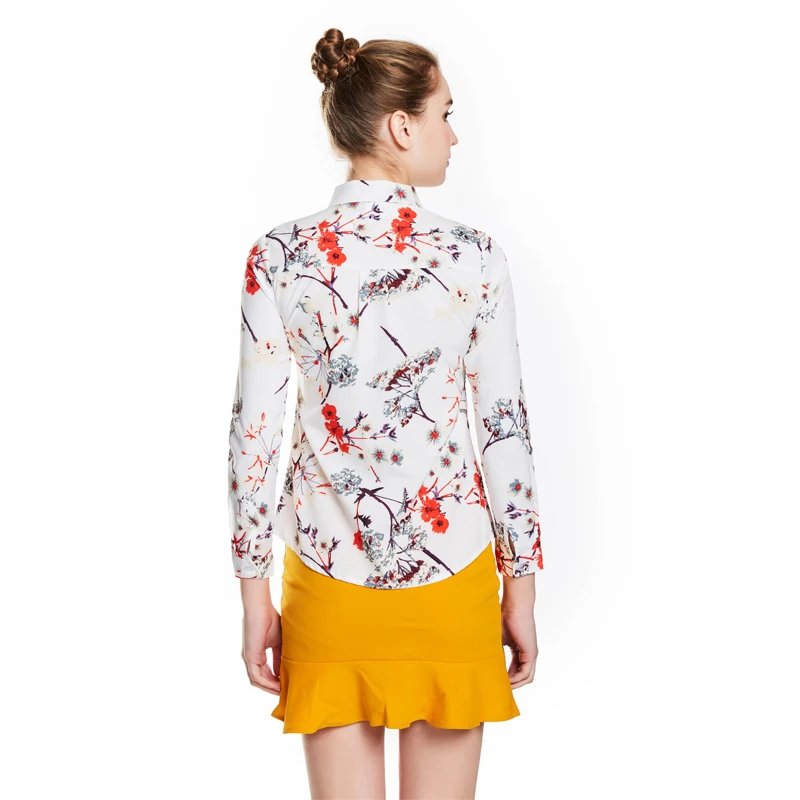 

ePacket shipping Plant Print Women Casual Chiffon Blouses Lady Long Sleeve Tops Spring Summer Shirts Plus Size S-4XL