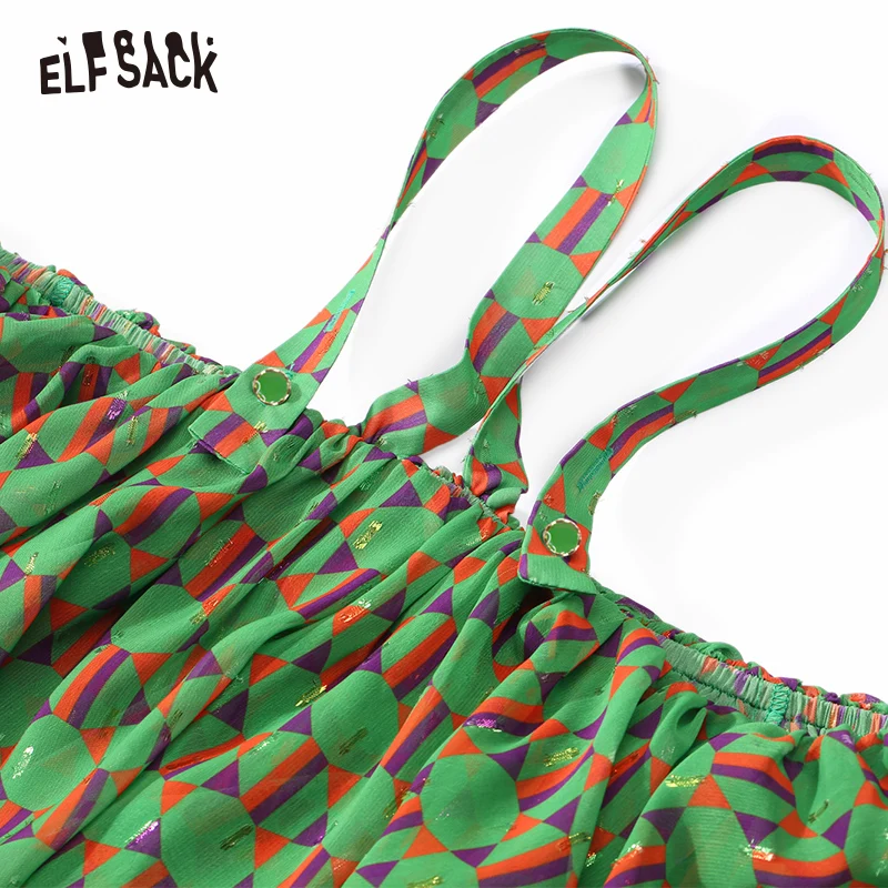 Женская блузка ELFSACK с зелеными оборками и рукавом бабочкой летняя 2019|Блузки| |