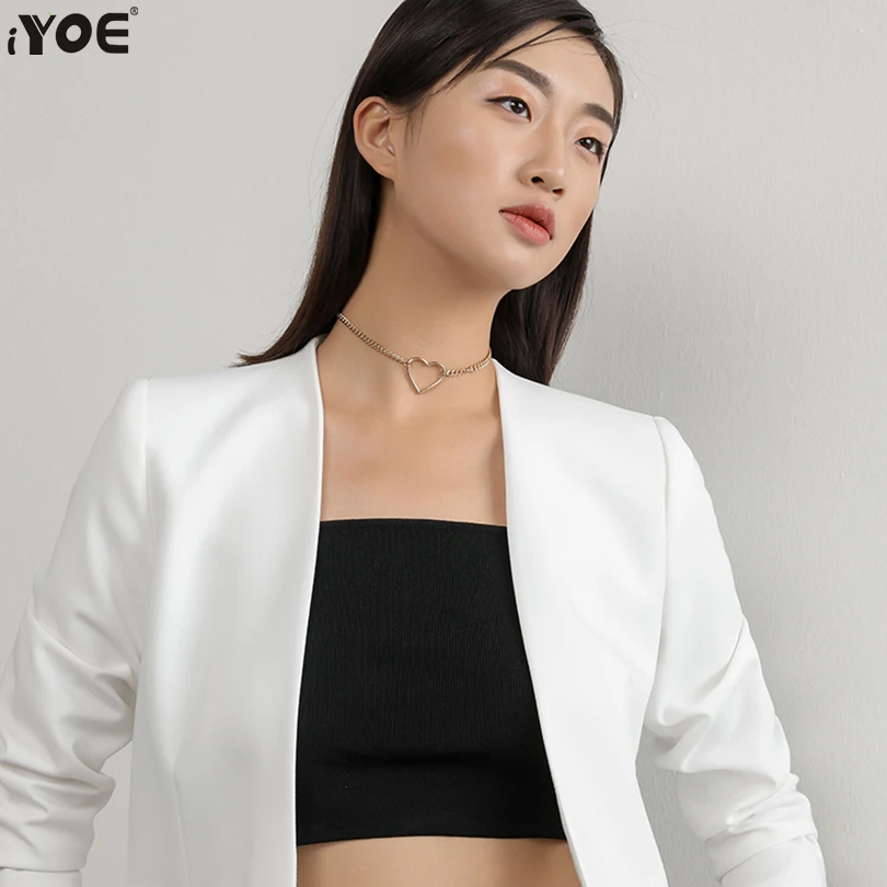 IYOE новые корейские модные простые ажурные золотистые ожерелья с фигуркой сердца