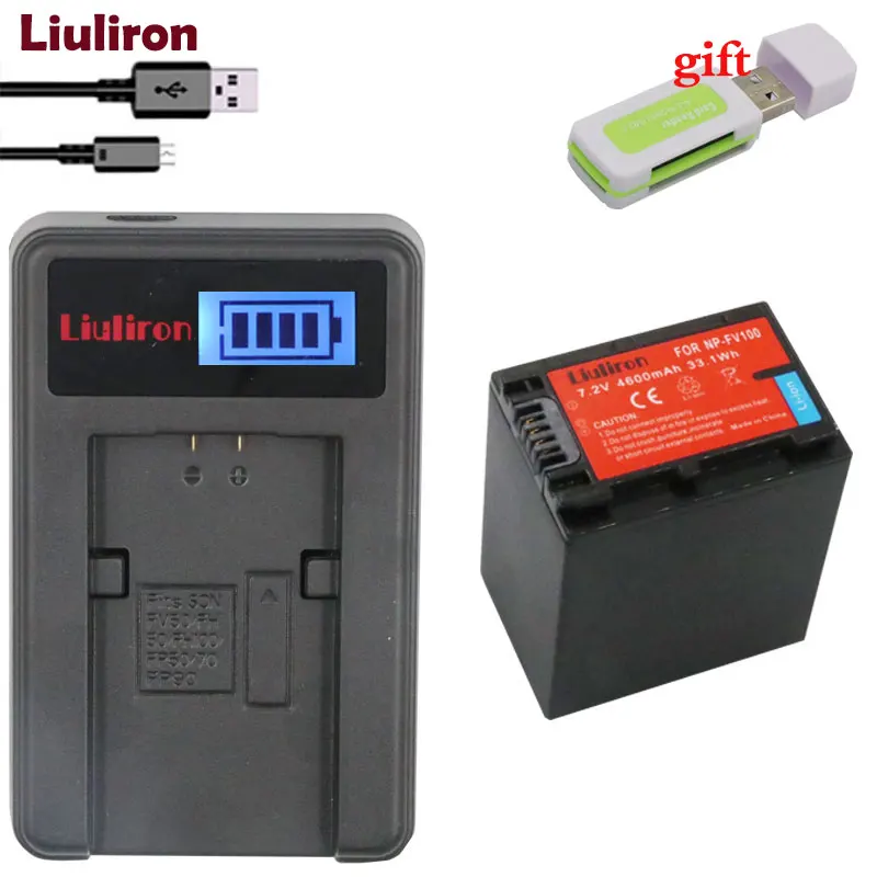 charger and 1battery Акумуляторная батарея аккумуляторов NP FV100 NP-FV100 FV100 Батарея батареи для sony NP-FV30 NP-FV50 NP-FV70 SX83E SX63E FDR-AX100E AX100E HDR камера - Цвет: charger and 1battery