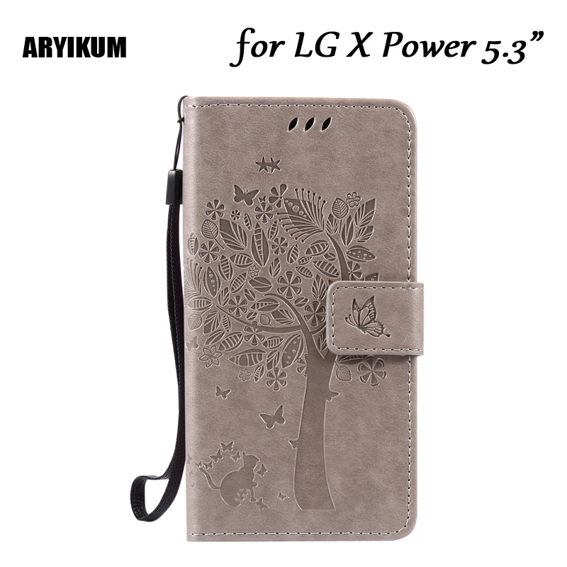 Чехол-книжка ARYIKUM для LG X Power кожаный чехол-бумажник с тиснением и подставкой чехол