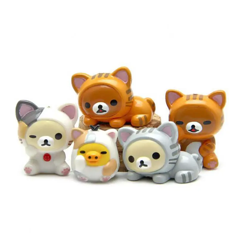 

5pcs/lot Diy Creative Kawaii Lazy Bear Miniatures Cartoon Animal Cat Figurine Chicken Resin Fairy Garden Miniatures Home Decor
