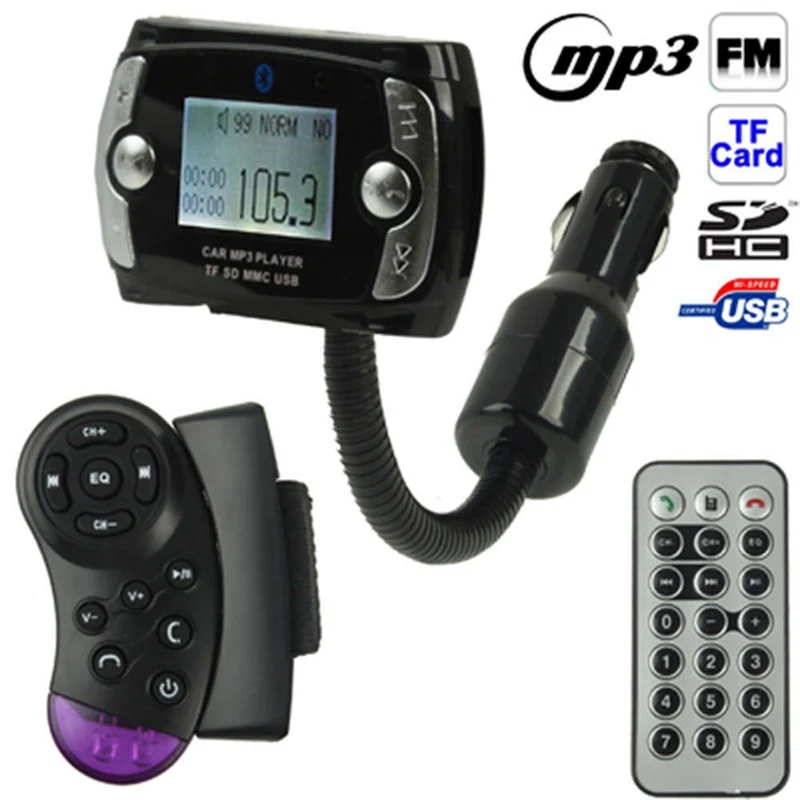 Черный BT lcd автомобильный комплект MP3-плеер Bluetooth fm-передатчик модулятор SD MMC USB беспроводной USB Mp3 модуль беспроводной пульт дистанционного управления - Цвет: Черный