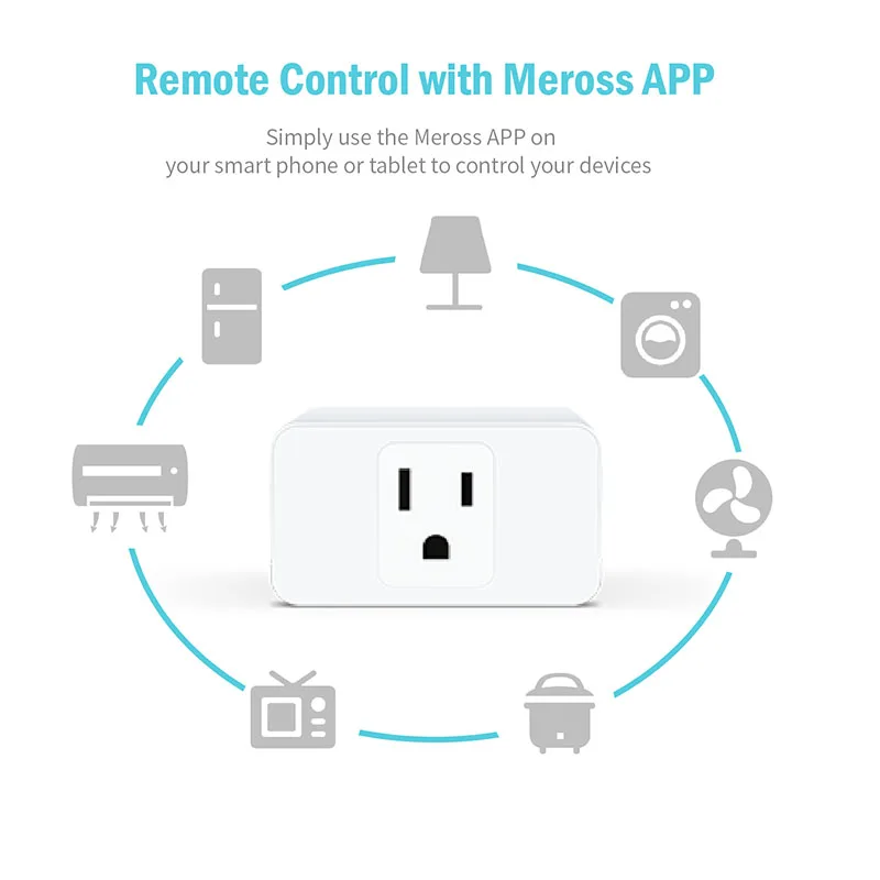 Meross MSS110 Wi-Fi Smart Plug Мини Alexa и Google Voice Управление занимает только одна розетка