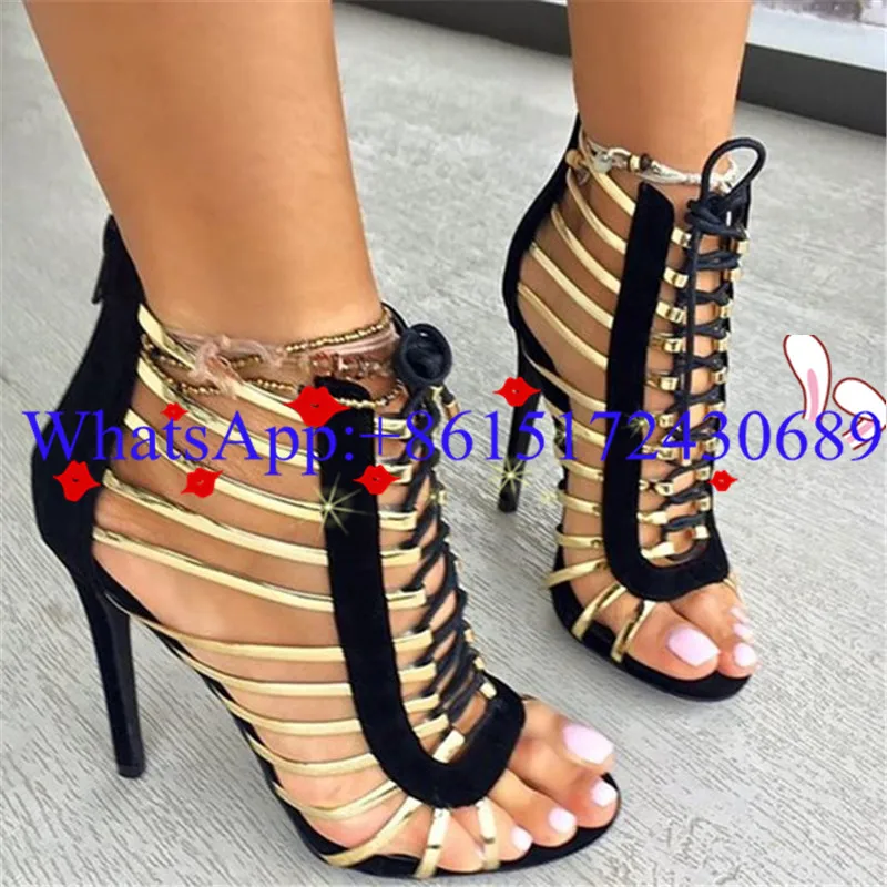 Замши Гладиатор Сандалии Женщины Насосы Вырезами Летняя Обувь Молния Высокие