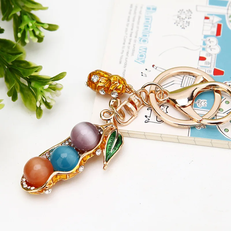 

Fashion Creative Lovely Opal The Frog Prince Car Pendant Keychain For Women Bag Keychains Rhinestone Car keyrings Gifts Jewelry