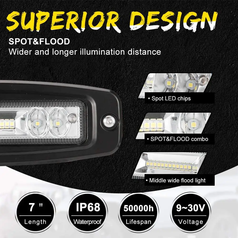 Смывное крепление LED Pods 7 дюймов фары для вождения прожектор луч светодиодный