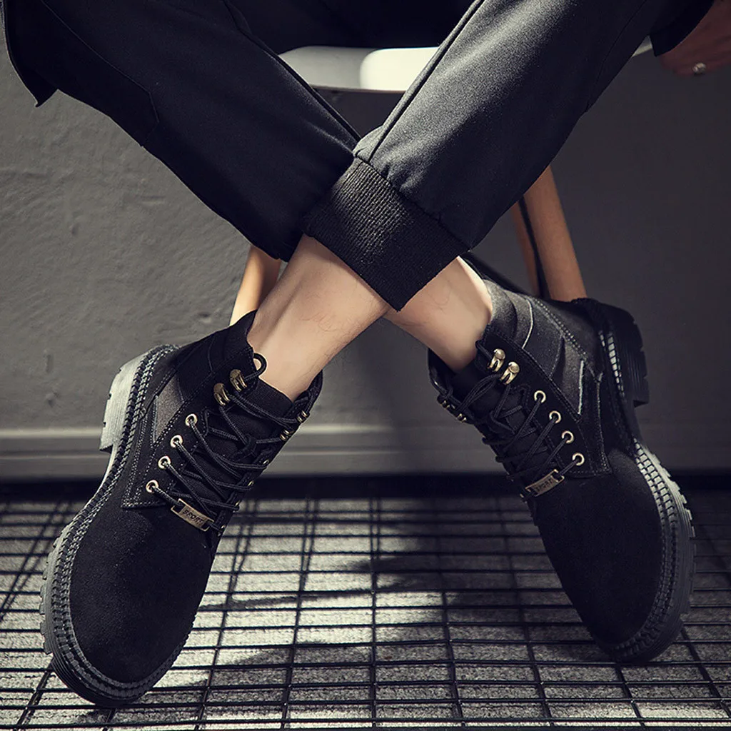 2019 г. Осенне-зимние кожаные мужские ботинки Желтые Замшевые Нескользящие высокие