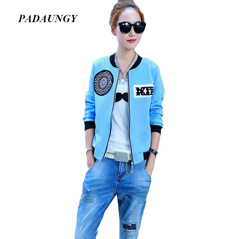 PADAUNGY Hot Women Basic Coats Casual Bomber Jackets Long Sleeve Outerwear Print Ladies Jaqueta Feminina Coat Chaquetas | Женская одежда