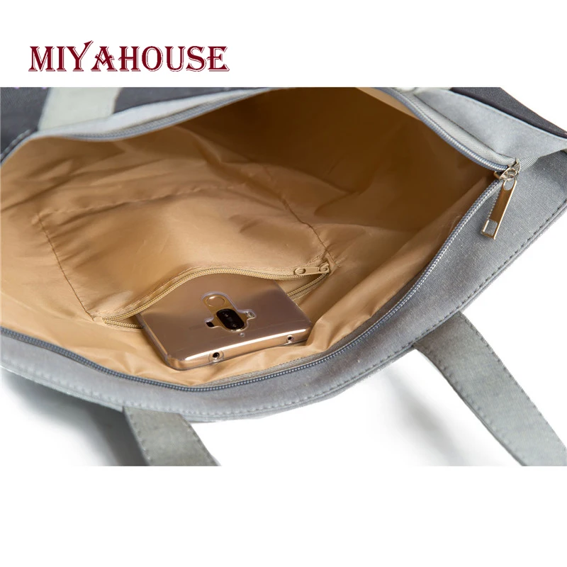 Летняя Пляжная сумка Miyahouse женская через плечо Холщовая Сумка тоут с красочным
