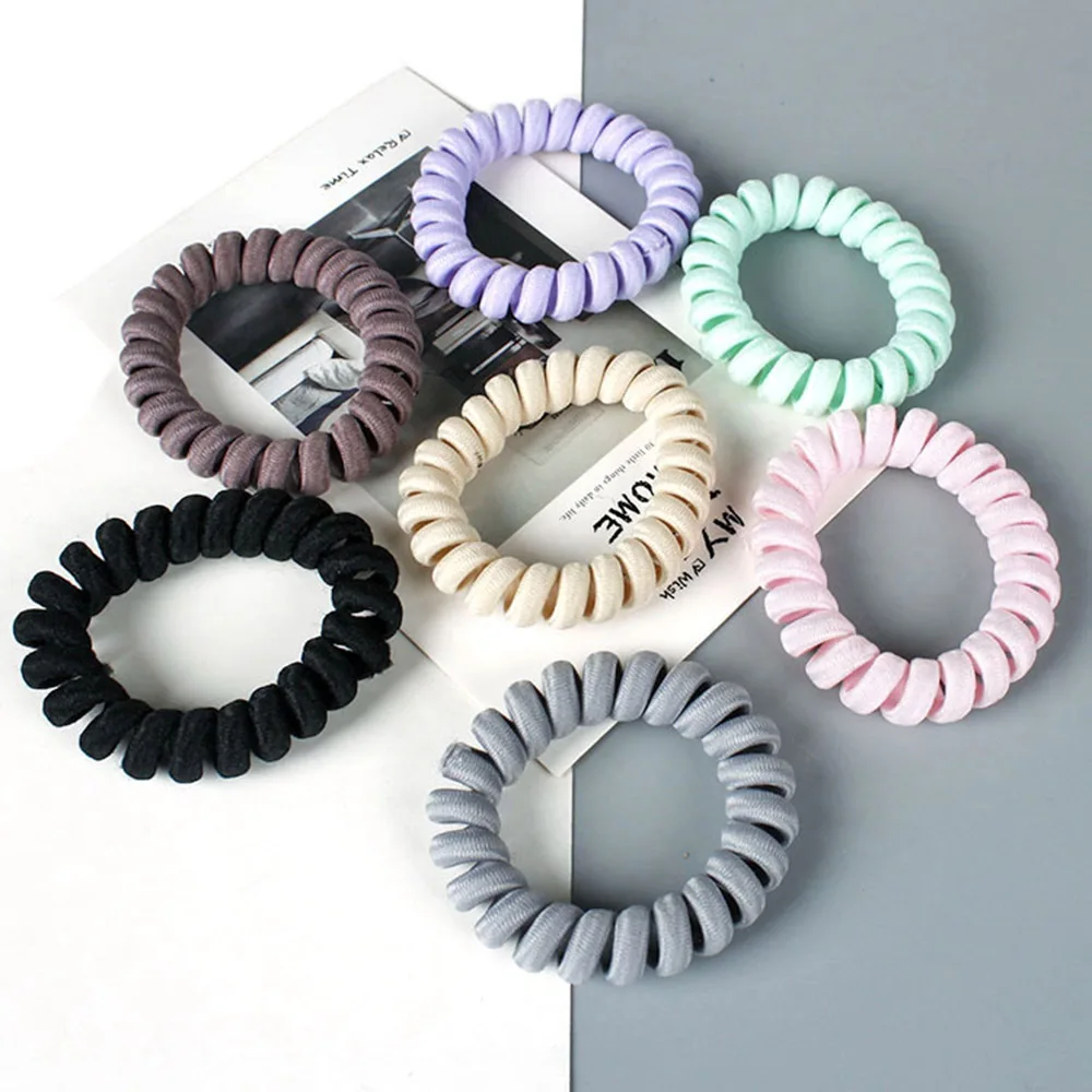 

1Piece 7 Colors Elasticity Telephone Coil Hairbands Women Spiral Hair Ties Girls Hair Rings Rope Telephone Wire Hair Accessories