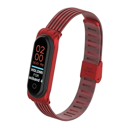 Red Браслет mi Band 4, металлический браслет из нержавеющей стали для Xiaomi mi, браслет mi Band 4, браслет Pulseira mi band 4, красный, черный - Цвет: Red