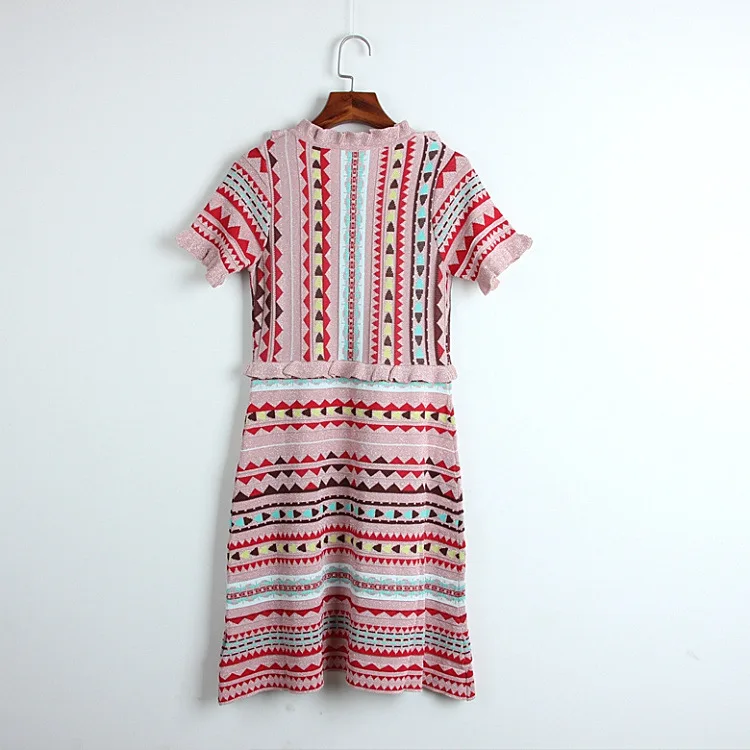 Женское трикотажное мини-платье подиумное модное облегающее жаккардовое