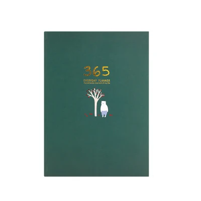 Dark green Корейский Канцелярские повседневной планировщик 365 дней повестки дневник ежемесячно Еженедельный день планировщик Цвет внутренняя страница в твердом переплете Тетрадь - Цвет: Dark green