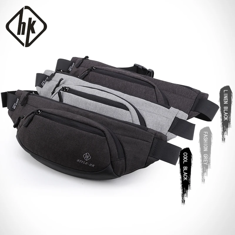 Hk Fanny Pack Мужские Черные Водонепроницаемые поясные сумки для мужчин модный портсигар чехол для телефона пояс для денег для путешествий защитный кошелек