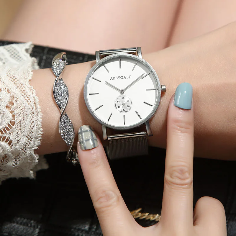 Для женщин часы минималистский 2 набора модные Элитный бренд дамы браслет