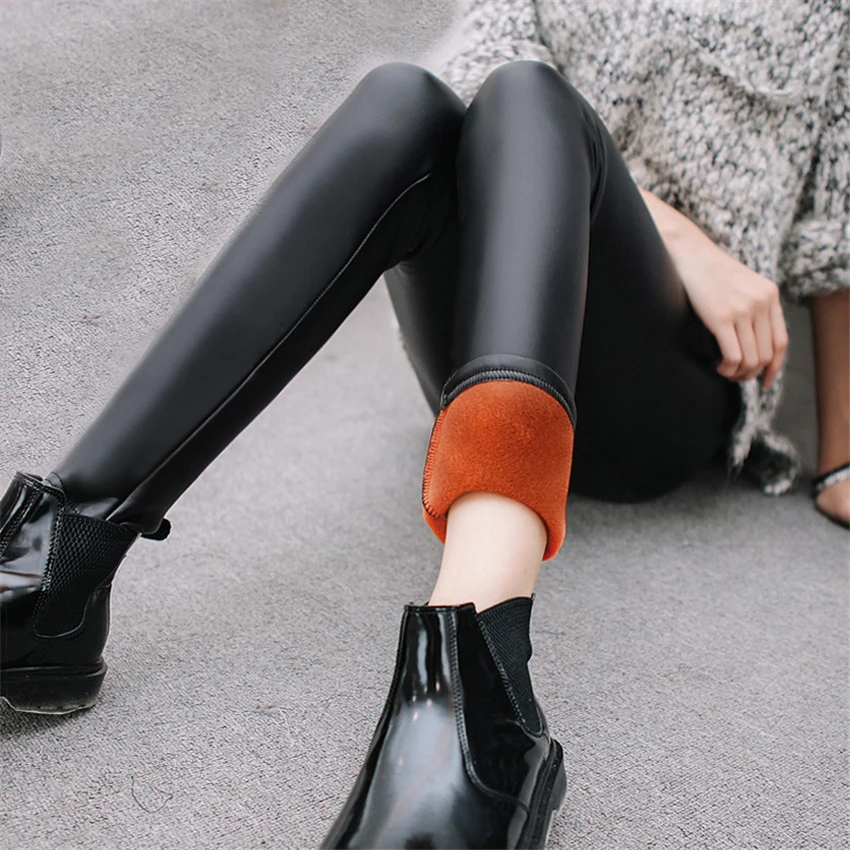 

Женские брюки-карандаш из искусственной кожи, Осень-зима