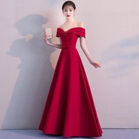 new arrival burgundy a line prom dresses off the shoulder simple evening gowns draped satin special occasion dress robe de bal