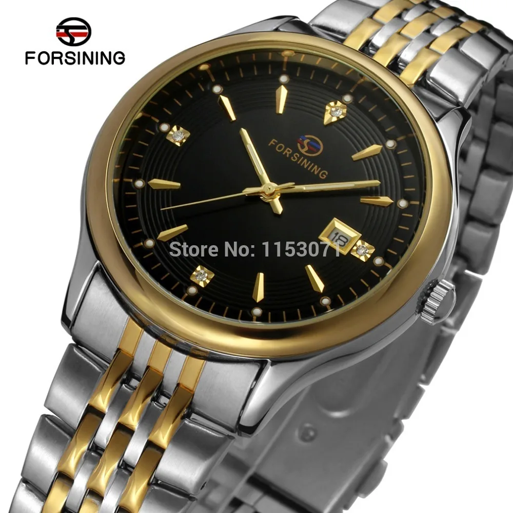 Часы мужские Кварцевые черные с браслетом из нержавеющей стали в оригинальной