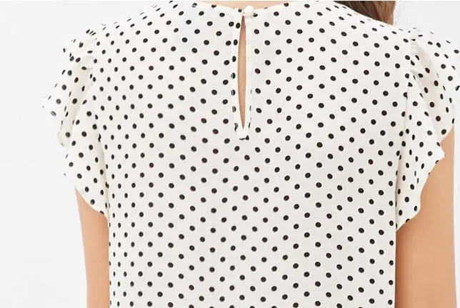 Женская блузка в горошек Fun оранжевая Повседневная Блузка с принтом и оборками на