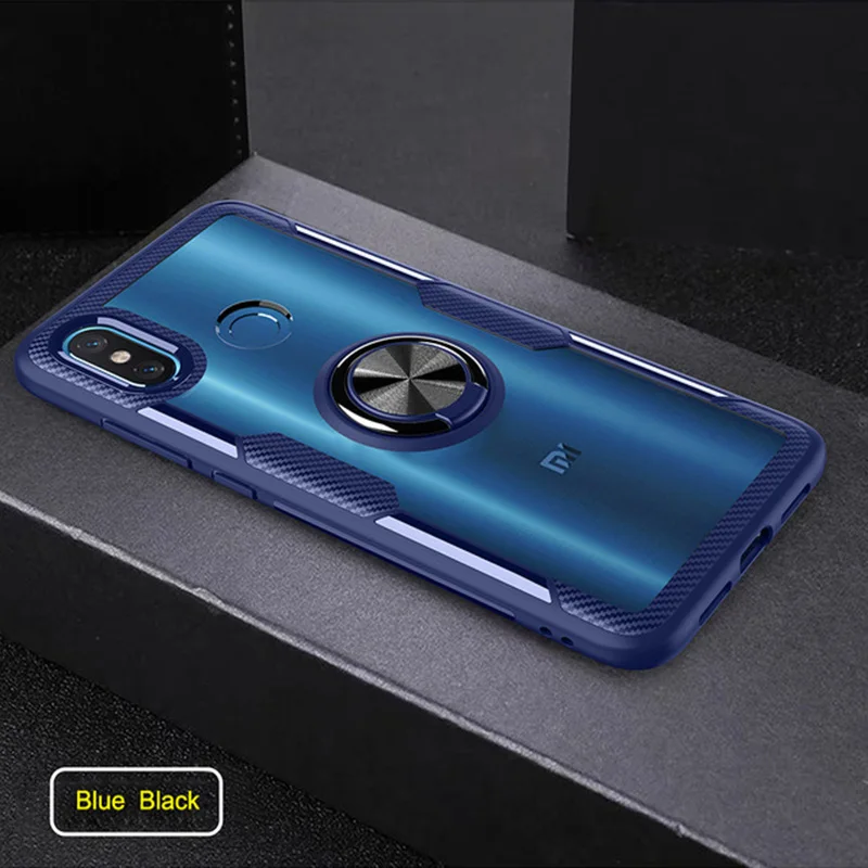 Blue For Xiaomi MI 8 MI8 SE Mi8 Lite Transparent TPU Ring Holder Case For Xiaomi Mi 9 Mi9 SE Magnet Car Holder Cover Cases - Цвет: Blue