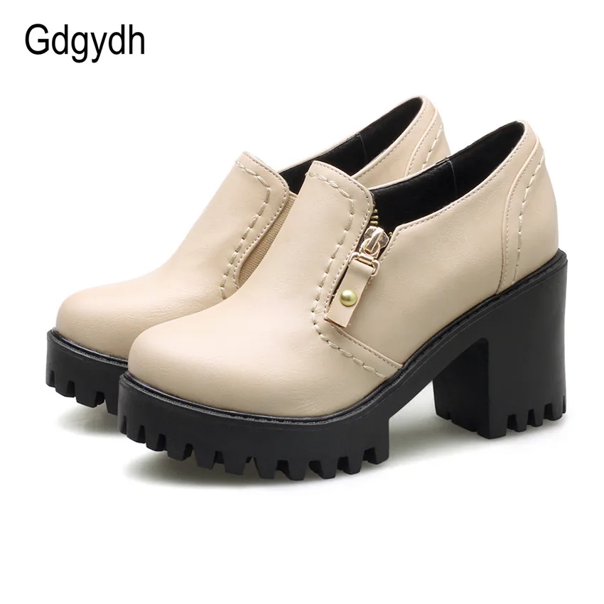 Женские туфли лодочки Gdgydh черные обувь в британском стиле на платформе с круглым