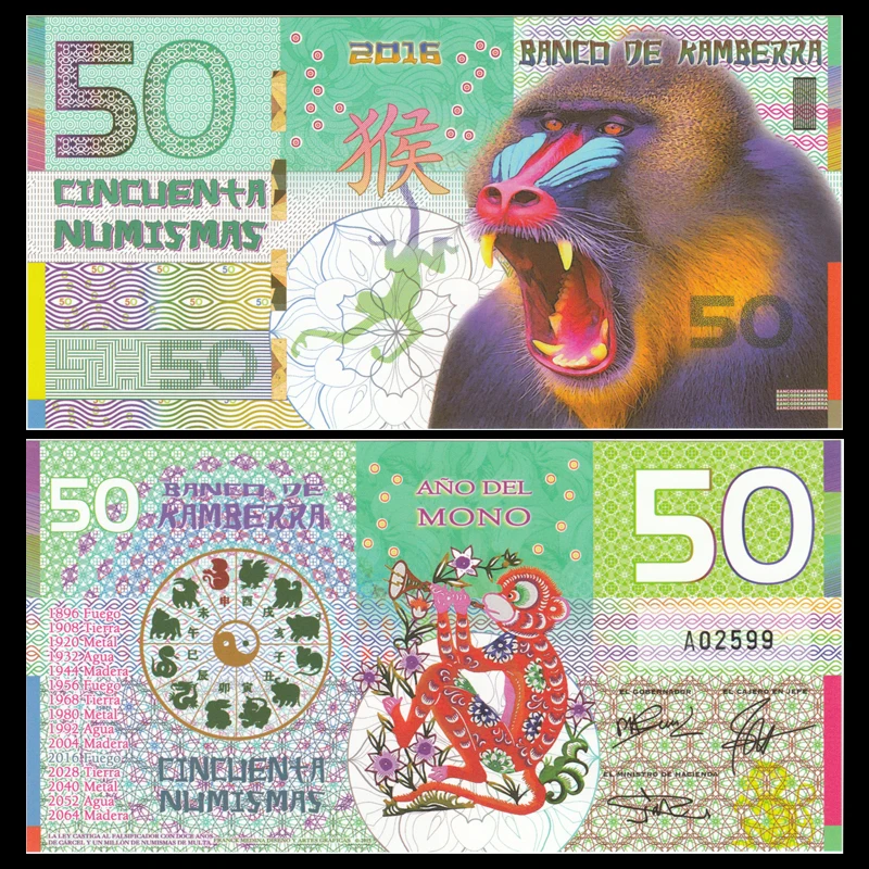 Kamberra набор 11 шт. 50 нот Numismas 2009 2019 КИТАЙСКИЙ ЛУННЫЙ год полимерный UNC оригинальный