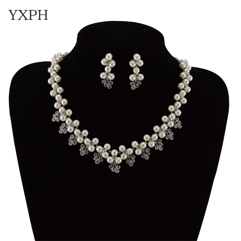 Yxph благородный имитация жемчуг горный хрусталь Наборы свадебных ювелирных