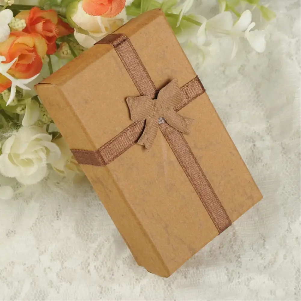 8x5x2.5cm Brown 1 шт. коробка для хранения ювелирных изделий черное ожерелье коробка для кольца Подарочная коробка бумажная коробка для украшений Упаковка браслет серьги дисплей с губкой - Цвет: 8x5x2.5cm Brown