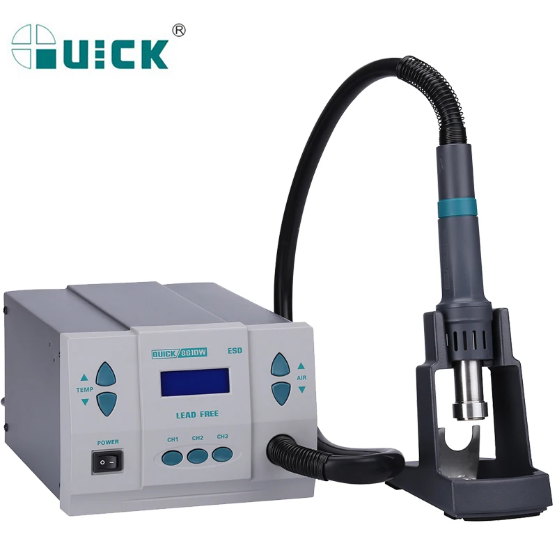 

QUICK 861DW 1000W Lead-Free Soldering Station Hot Air Heat Gun Intelligent Desoldering Rework Station For SMD/SOIC/CHIP/PLCC