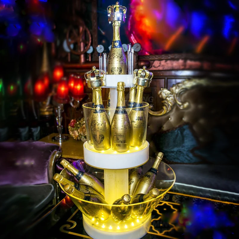 3 уровневая светодиодная башня для льда заряжаемая светящаяся подставка вина