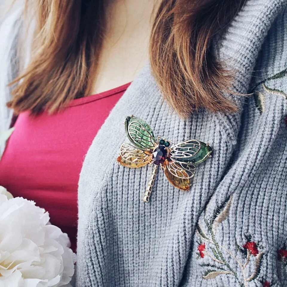 Зеленый милые животные и насекомых Dragonfly Броши Булавки для Для женщин синий
