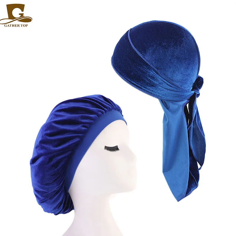 Пара 2 шт Новый мужской бархатный дураг бандана головной убор чистый цвет Широкий