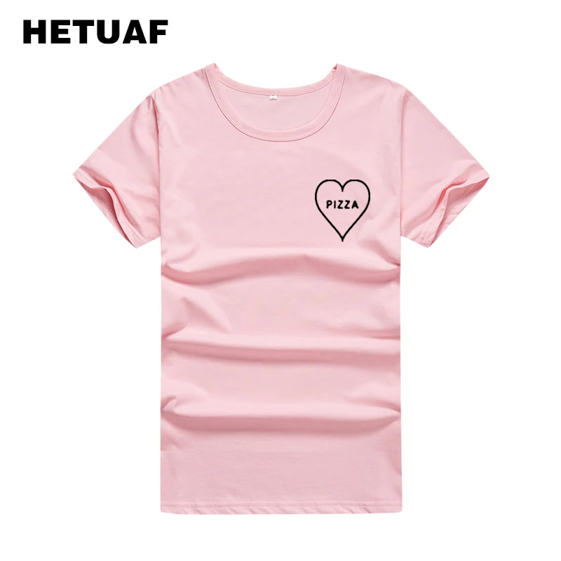 Фото Женская футболка с графическим принтом HETUAF хлопковая Футболка карманами и пиццы