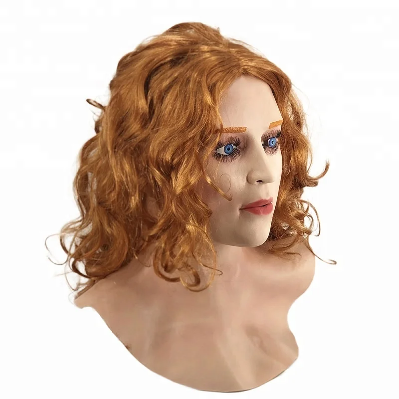

Halloween Cosplay Latex Mask Real Scarlet Female Woman Face Crossdressing Sissy