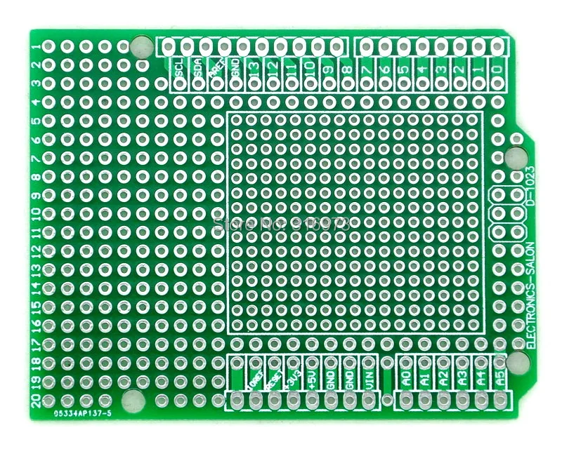 

(1 pcs/lot) Prototype PCB for UNO R3 Shield Board DIY, Combo 2mm+2.54mm Pitch.